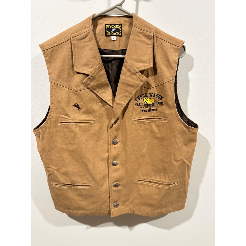 Wyoming Traders Mens Tan Canvas Western Vest Chuck Wagon New Mexico Large‎